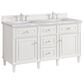 James Martin Vanities Lorelai 60" Double Vanity in Bright White with 3 cm Carrara White Marble Top, , large