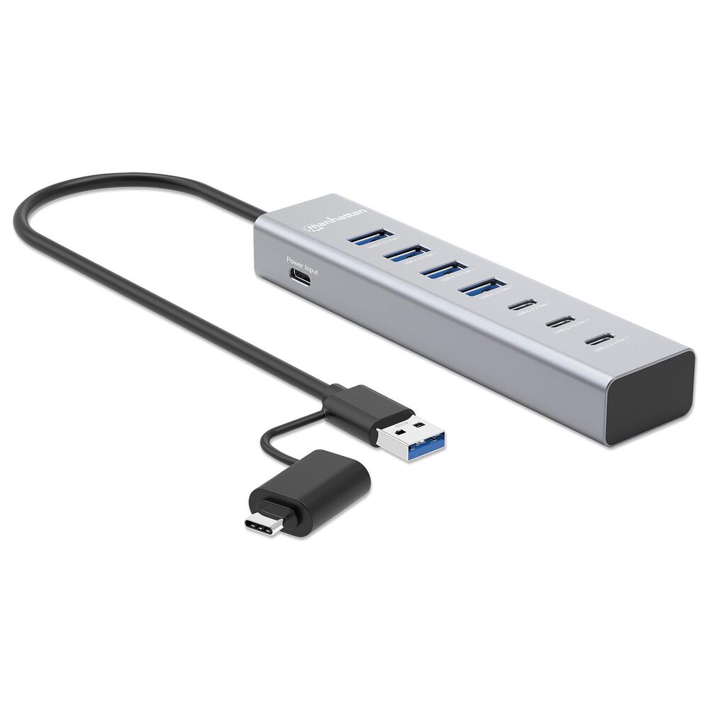 Manhattan 7-Port USB 3.0 Type-C/Type-A Combo Hub 3+4 in Space Gray, , large