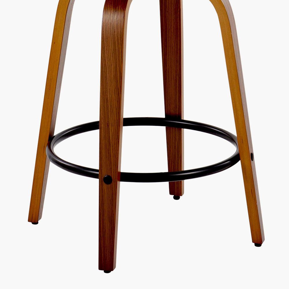 LumiSource Grotto 26" Swivel Counter Stool with Cream Faux Leather Upholstery in Walnut and Black (Set of 2), , large