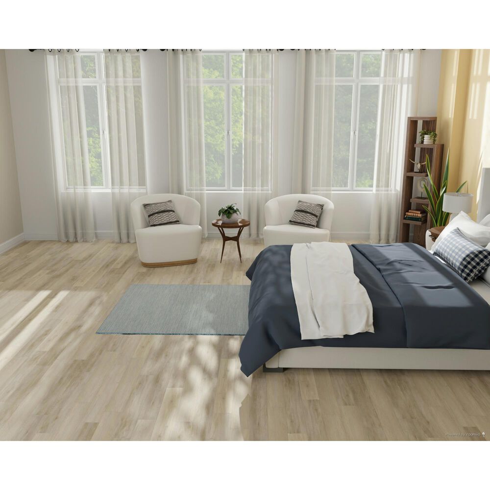 Nourison Courtyard Ivory and Aqua 4&#39; Square Indoor/Outdoor Area Rug, , large