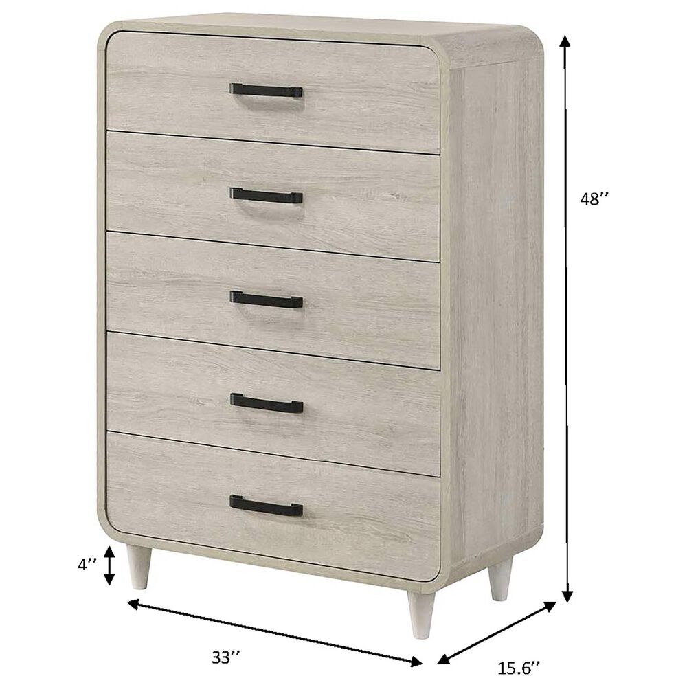 Crown Mark Nyomi 5 Piece King Panel Bedroom Set in White, , large