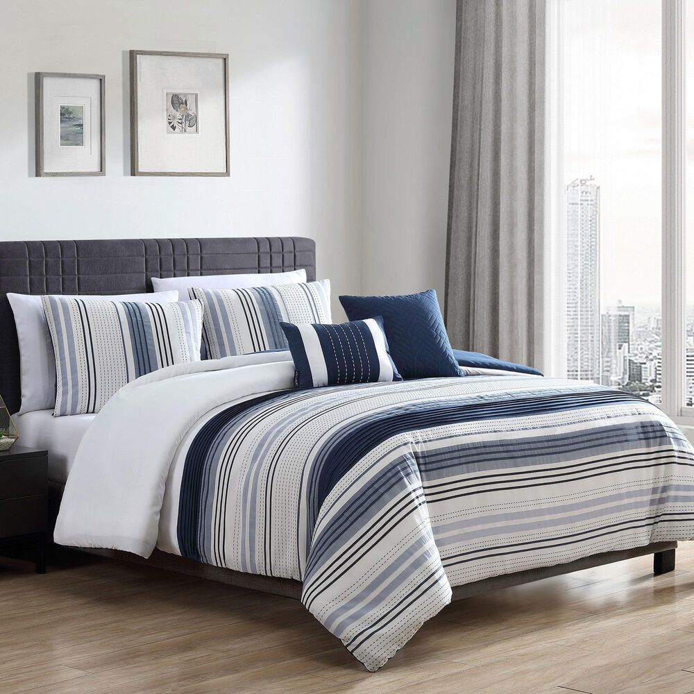 Hallmart Collectibles Adriel 5-Piece King Comforter Set in Blue and White, , large
