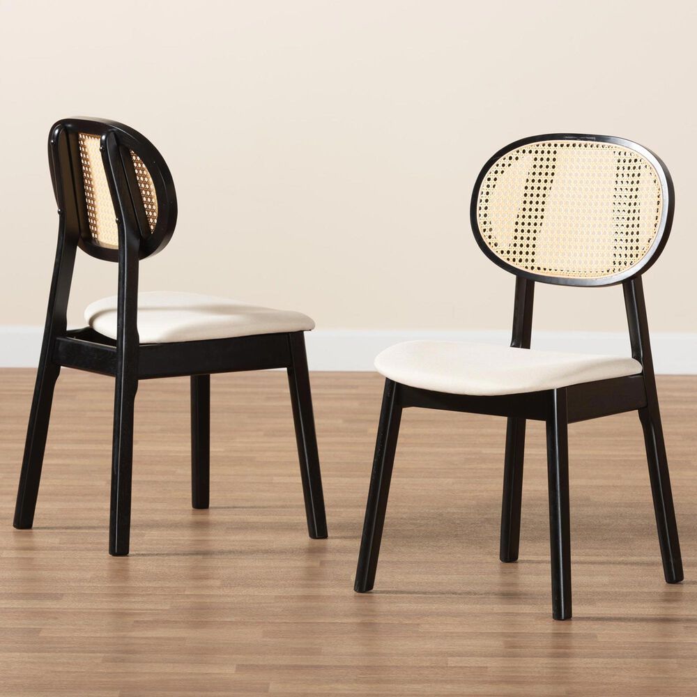 Baxton Studio Tarana Side Chair in Black and Light Brown (Set of 2), , large