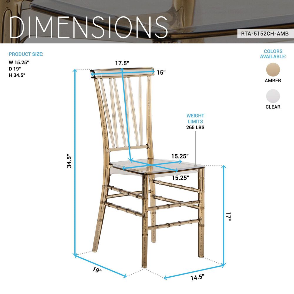 Rta Products Llc Chiavari Stackable Side Chair in Amber &#40;Set of 2&#41;, , large