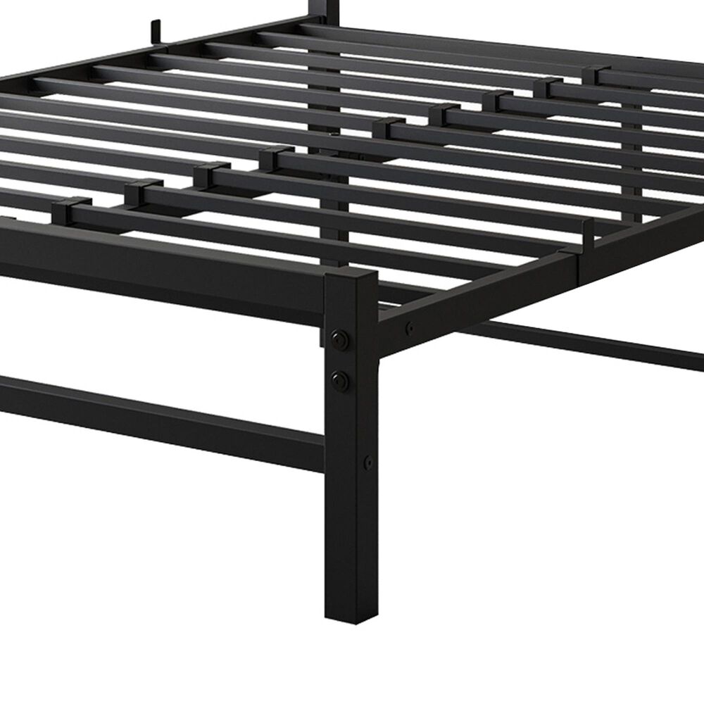 Hearth and Haven Full Platform Bed with Slat Wood Headboard in Black and Rustic Brown, , large