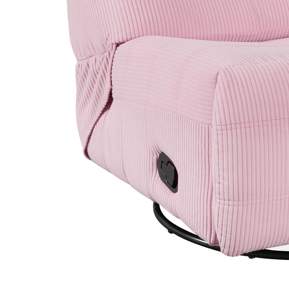 HOMLUX 31" Manual Swivel Glider Recliner with Pocket Coil Seat in Pink Corduroy, , large