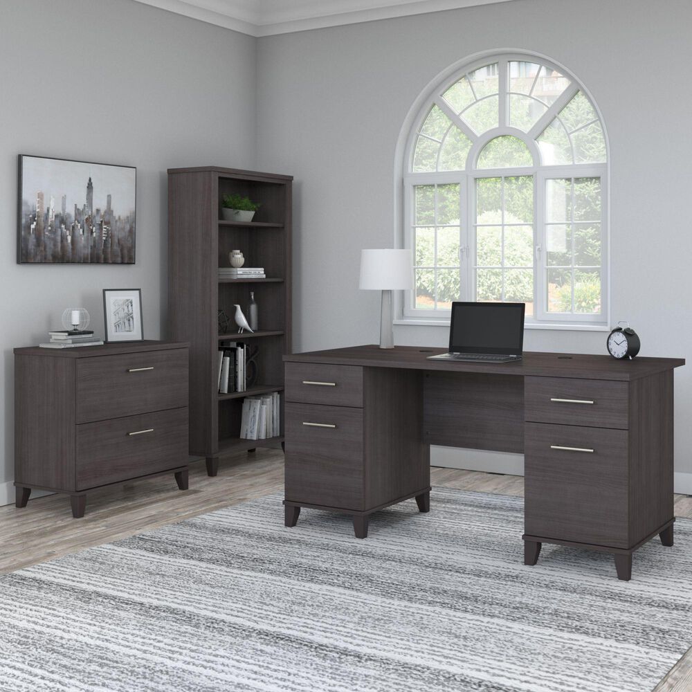 Bush Somerset 60&quot; Desk in Storm Gray, , large