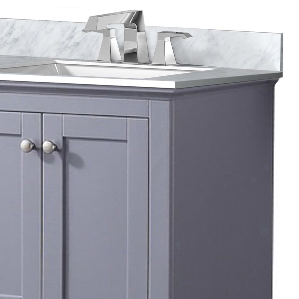 Lexora Home Dukes 60&quot; Double Bathroom Vanity in Dark Grey with White Carrara Marble Top and Rectangular Sinks, , large