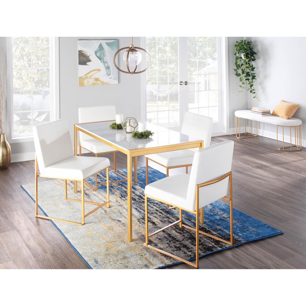 Lumisource Fuji Dining Chair in White/Gold &#40;Set of 2&#41;, , large