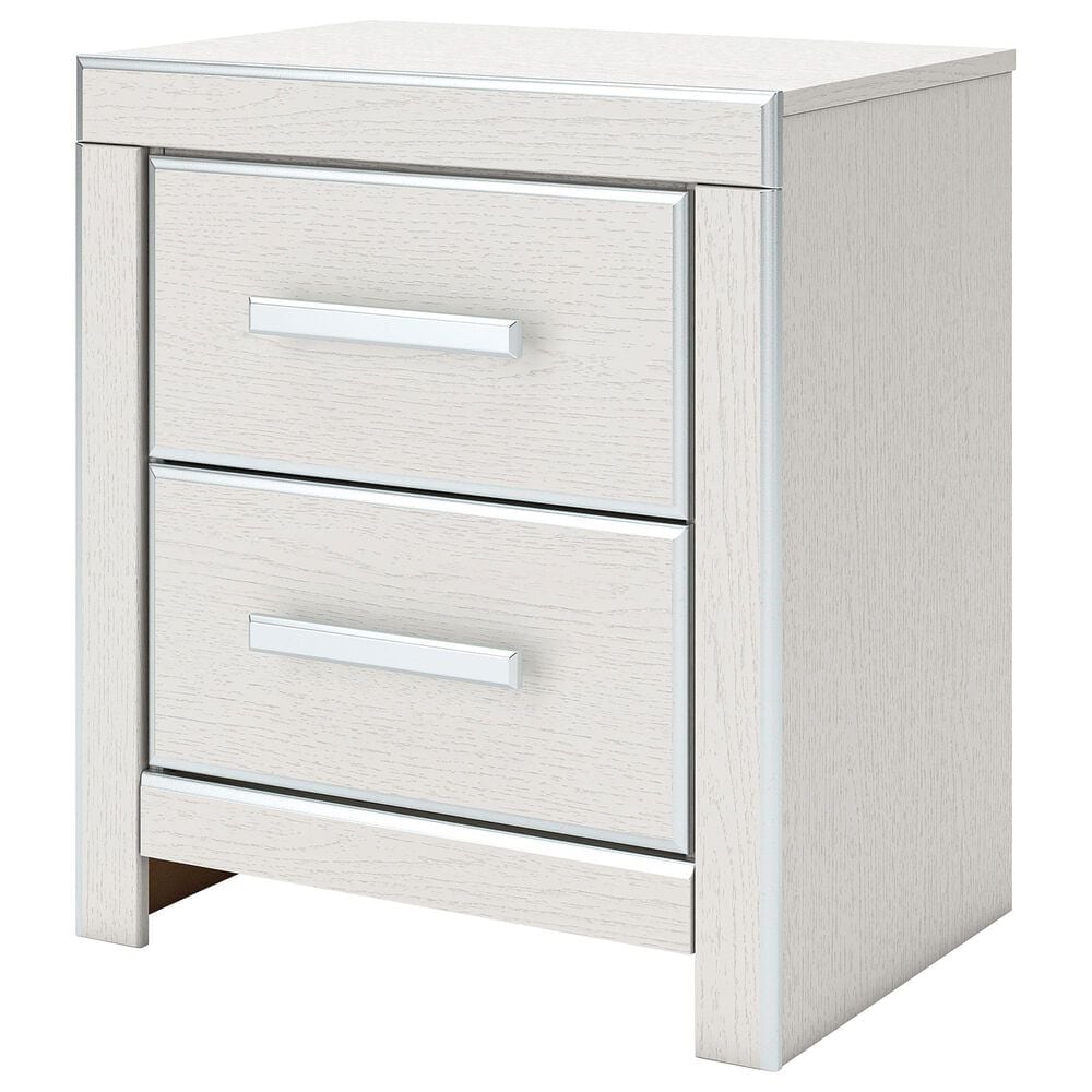 Ashley Zuraleus King Upholstered Platform Bed with Two Nightstands in Matte White, , large