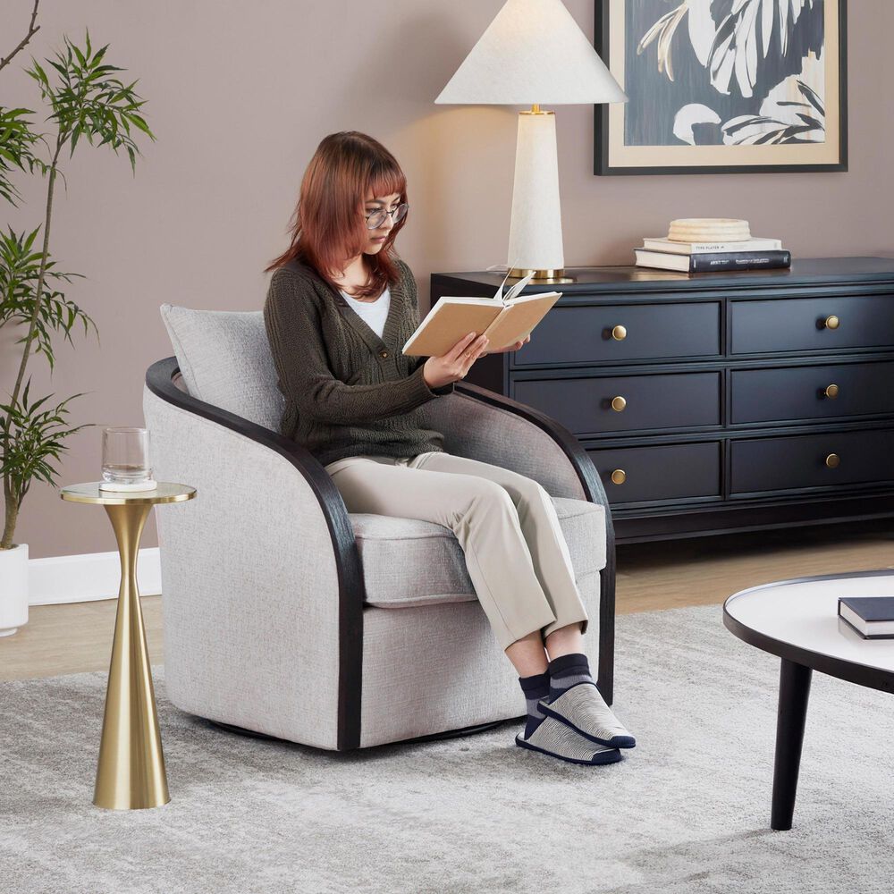LumiSource Gemma Swivel Accent Chair in Sand, , large
