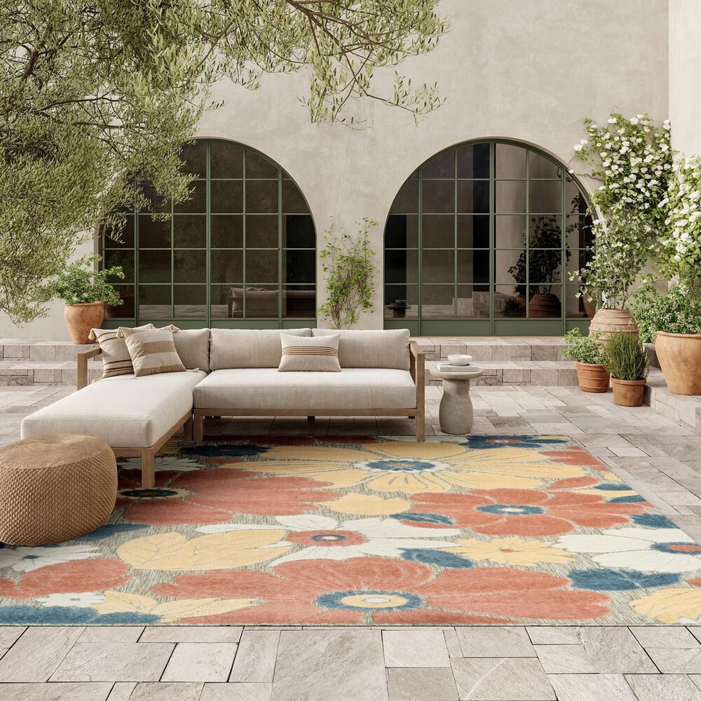Nourison Aloha ALH42 Rose 7'10" x 10'6" Indoor/Outdoor Area Rug, , large