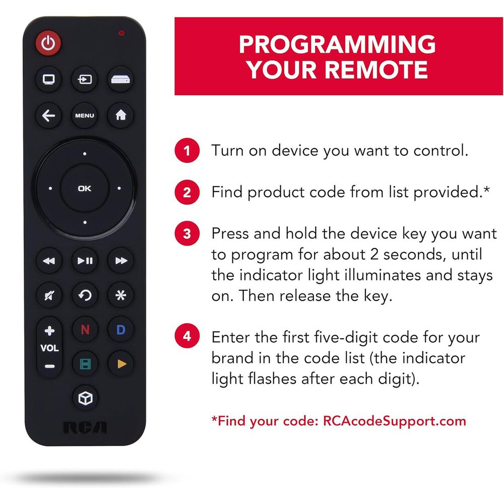 RCA Universal 3-Device Rechargeable Streaming Remote in Black, , large