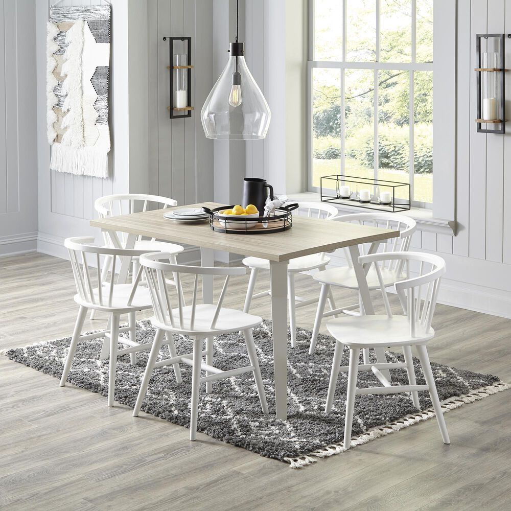 Ashley Grannen Rectangle Dining Table in White, Light Tan and Natural - Table Only, , large