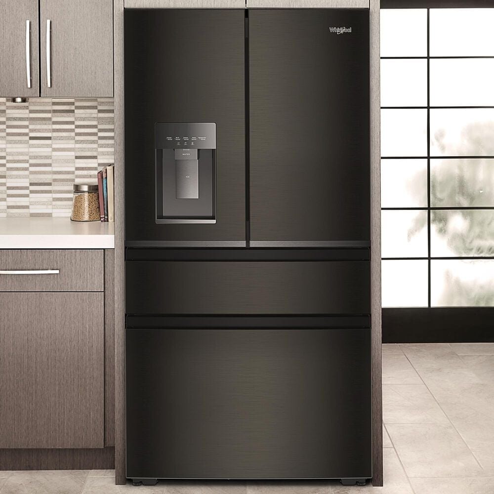 Whirlpool 22 Cu. Ft. 4-Door Depth French Door Refrigerator with EasyView Drawers in Black Stainless Steel, , large