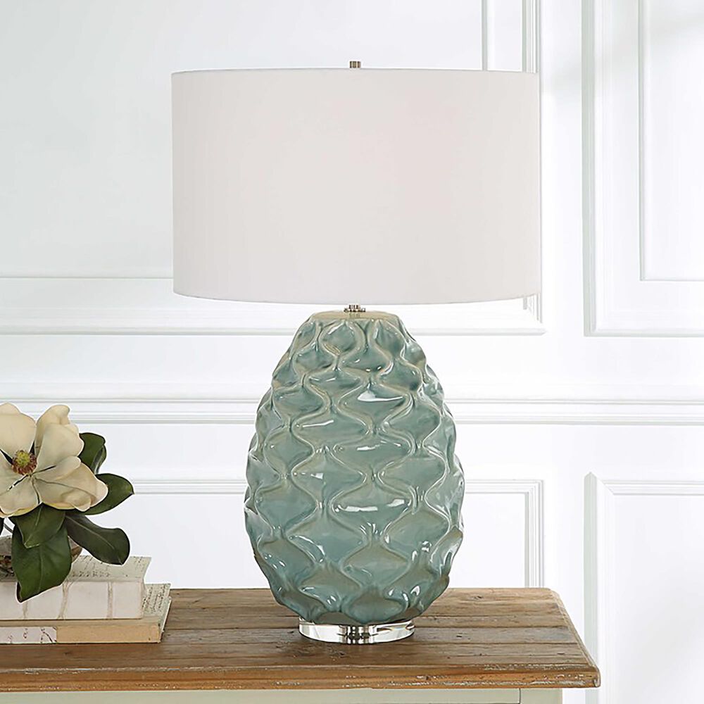 Uttermost Laced Up Table Lamp in Seafoam Gloss, , large
