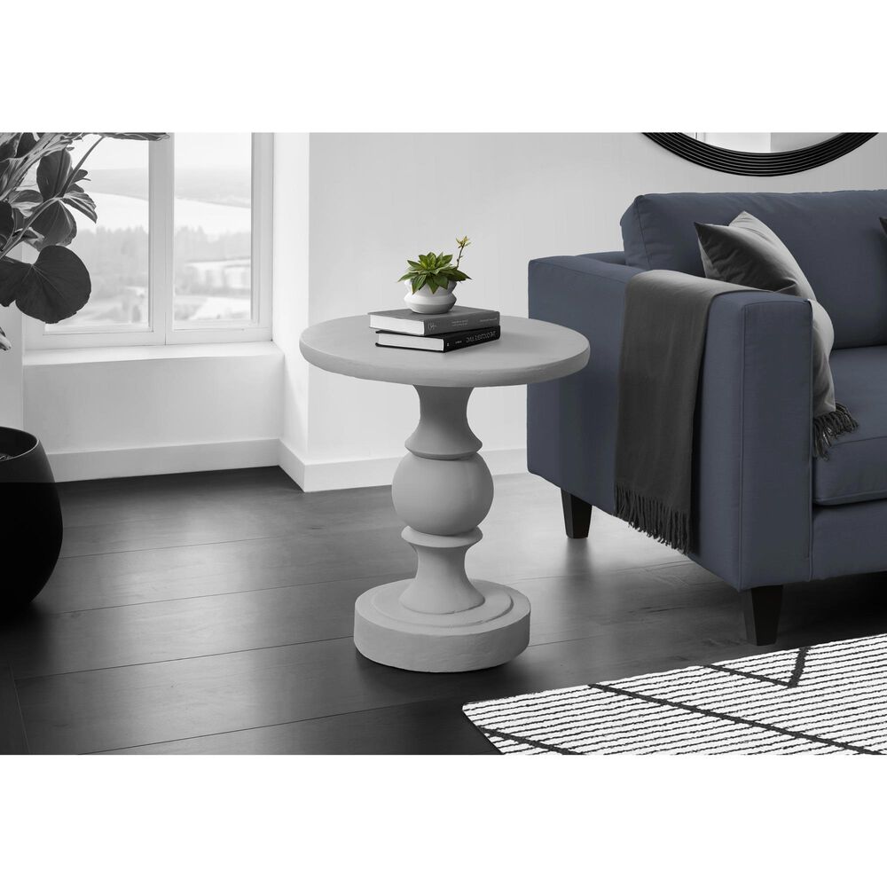 Hearth and Haven Outdoor Round Side Table with Sculpted Pedestal Base in Grey, , large