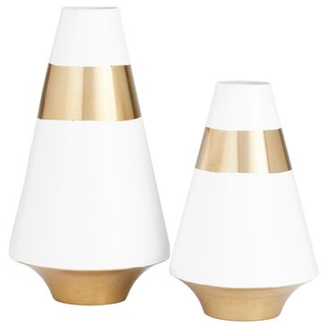 Maple and Jade 14" Modern Vase in White and Gold (Set of 2), , large