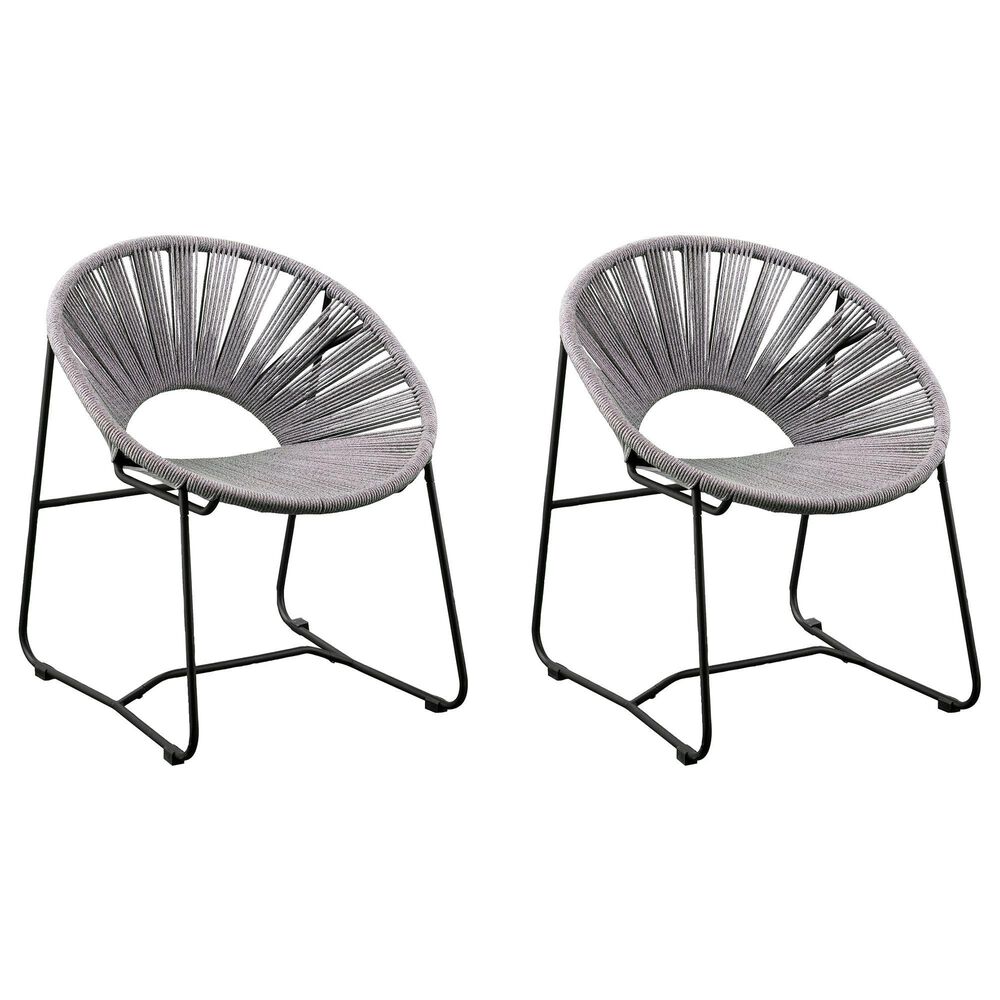 Southern Enterprises Rondly Outdoor Rope Chair in Gray and Black (Set of 2), , large