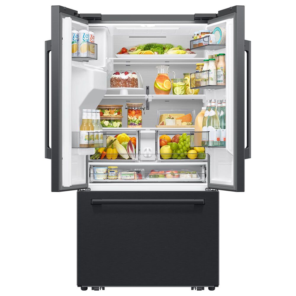 Samsung Bespoke AI 29 Cu. Ft. French Door Refrigerator with Zero Clearance Fit and Sphere Ice in Matte Black Steel, , large