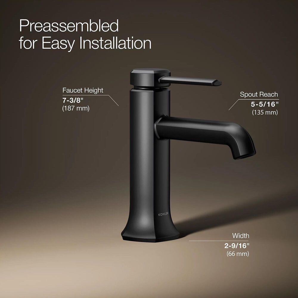 Kohler Occasion Single-Handle Bathroom Sink Faucet in Matte Black, , large