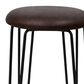 Armen Living Leo Counter Stool with Rustic Brown Upholstery in Matte Black, , large