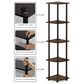 HOMLUX 5-Tier Modern Tall Corner Open Bookshelf in Walnut and Brown, , large