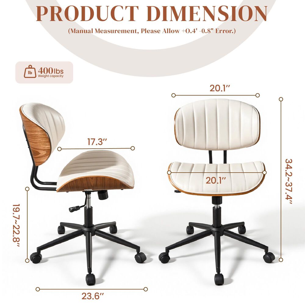 HOMLUX Ergonomic Swivel Office Chair with Vertical Channel-Tufted Cushion in White, , large