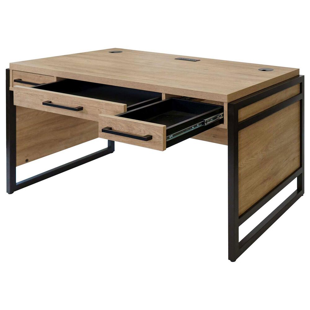 Wycliff Bay Mason 3-Drawer Writing Desk in Monarca and Dark Bronze, , large