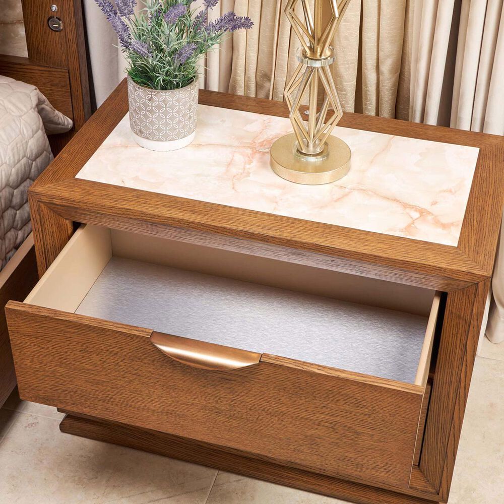 Vista Haus Portrait 2-Drawer Nightstand with LED Lights in Sienna Brown, Cream and Peach, , large