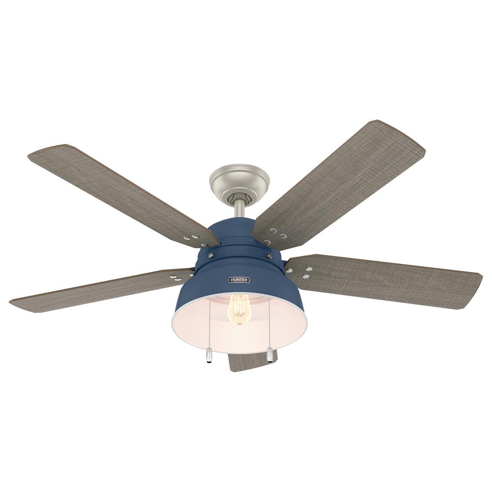 Hunter Mill Valley 52" Outdoor Ceiling Fan with Light in Indigo Blue, , large