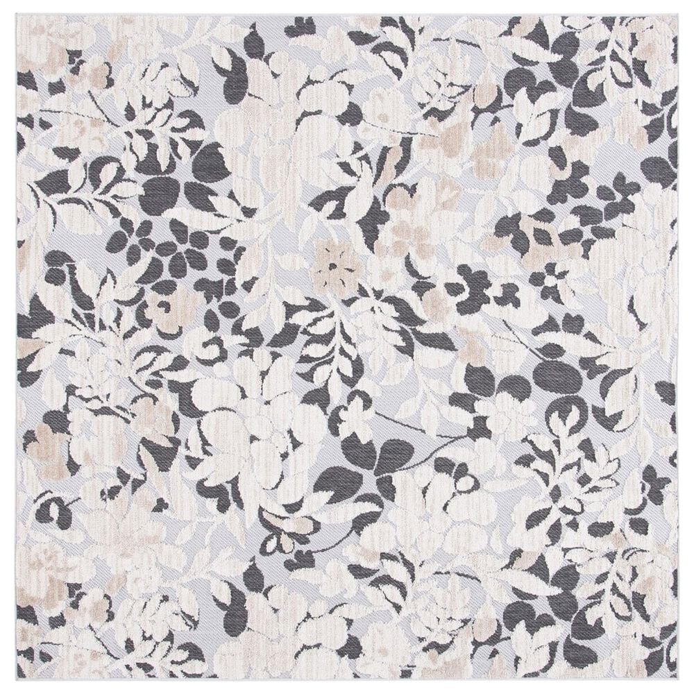 Safavieh Cabana CBN672A 6"7" Square Ivory and Charcoal Indoor/Outdoor Area Performance Rug, , large