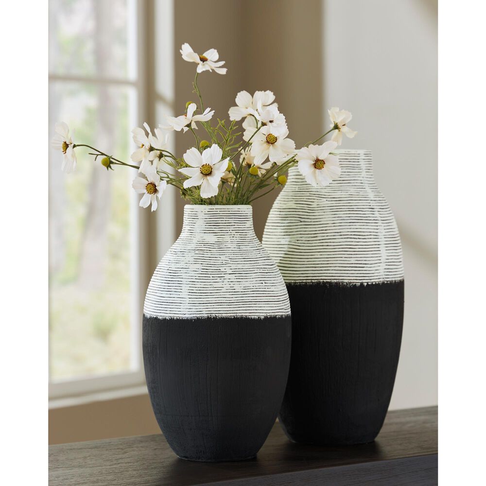Ashley Girtha Vase in Antique White and Black, , large