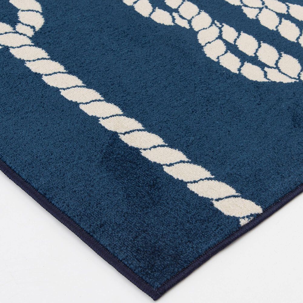 Central Oriental Terrace Tropic Nautical Life 5&#39; x 7&#39;3&quot; Sapphire and Snow Area Rug, , large