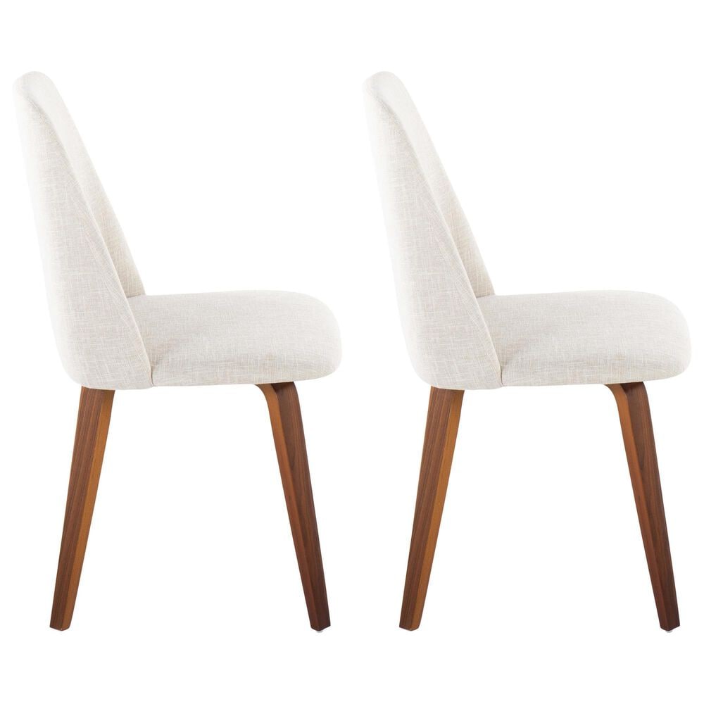 Lumisource Toriano Side Chair with Beige Cushion in Walnut (Set of 2), , large