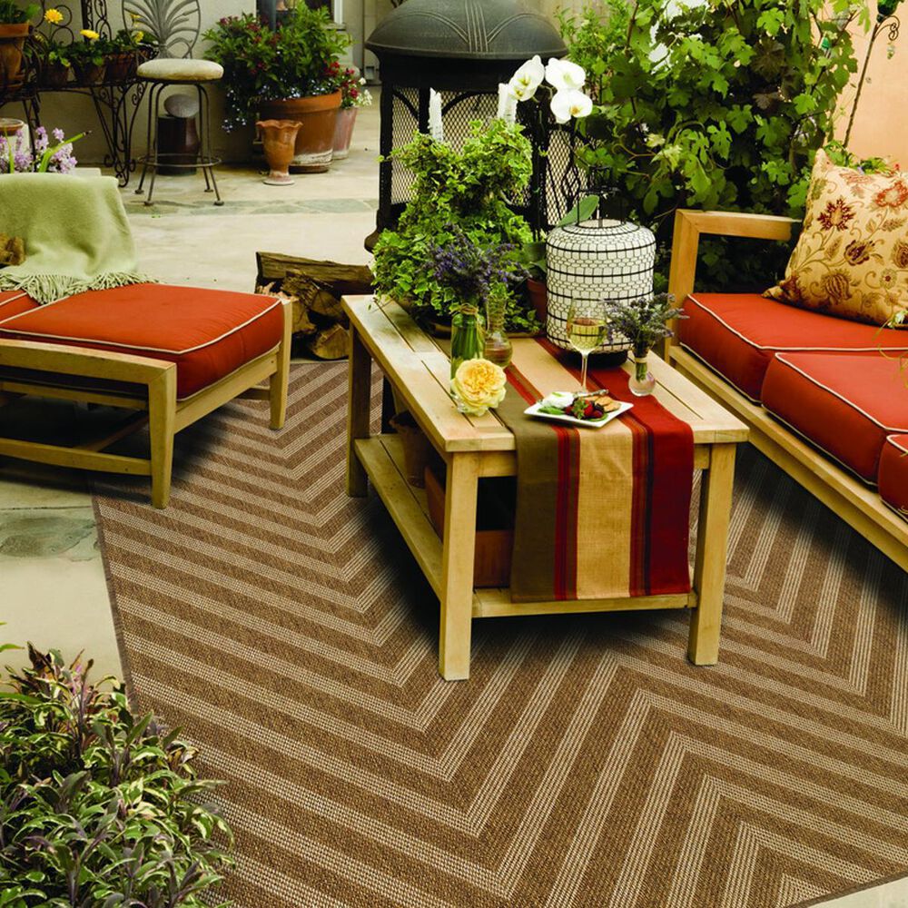 Oriental Weavers Karavia 6&#39;7&quot; x 9&#39;6&quot; Brown Outdoor Area Rug, , large