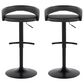 LumiSource Grotto Adjustable Bar Stool with Black Faux Leather Upholstery in Black (Set of 2), , large