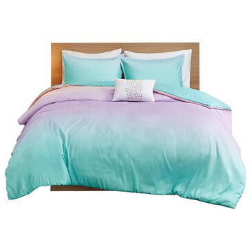 Hampton Park Glimmer 4-Piece Full/Queen Reversible Duvet Set in Aqua, , large