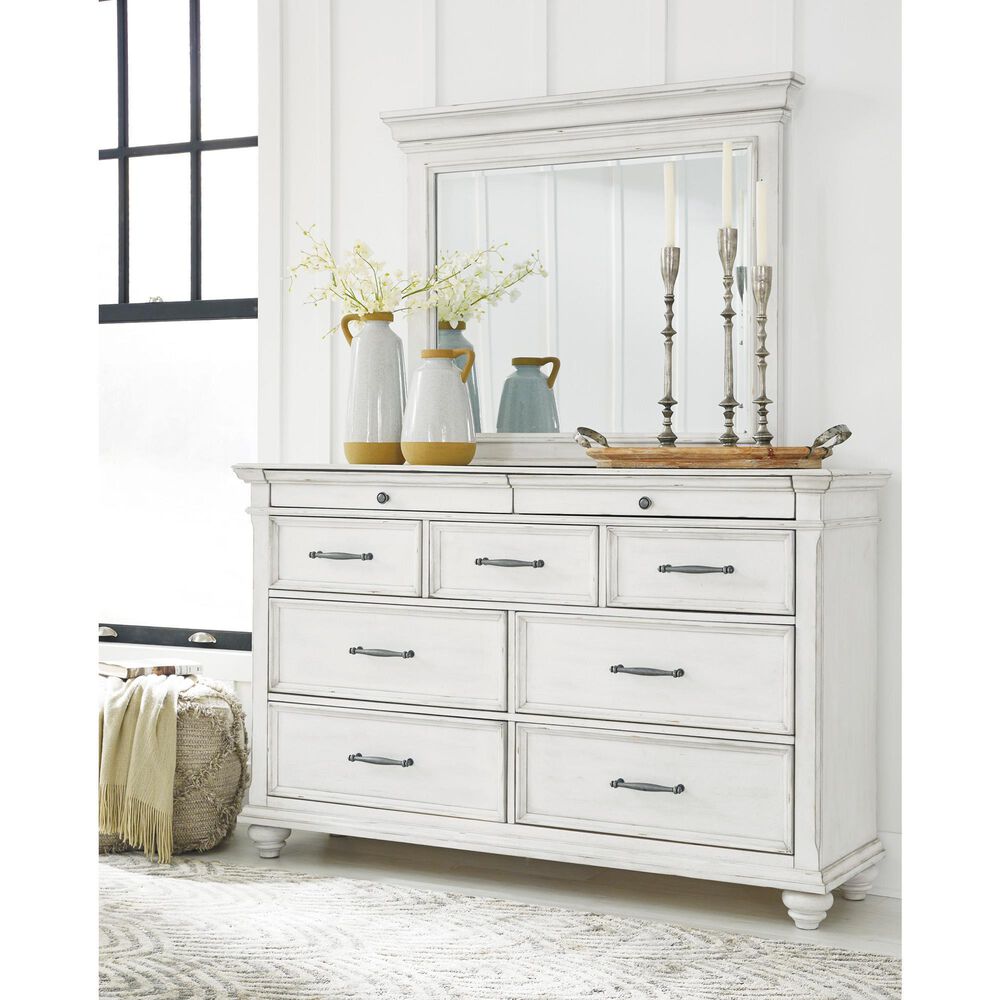 Ashley Kanwyn 9 Drawer Dresser in Distressed Whitewash, , large