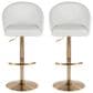 LumiSource Matisse Adjustable Swivel Barstool with White Faux Leather Upholstery in Gold (Set of 2), , large