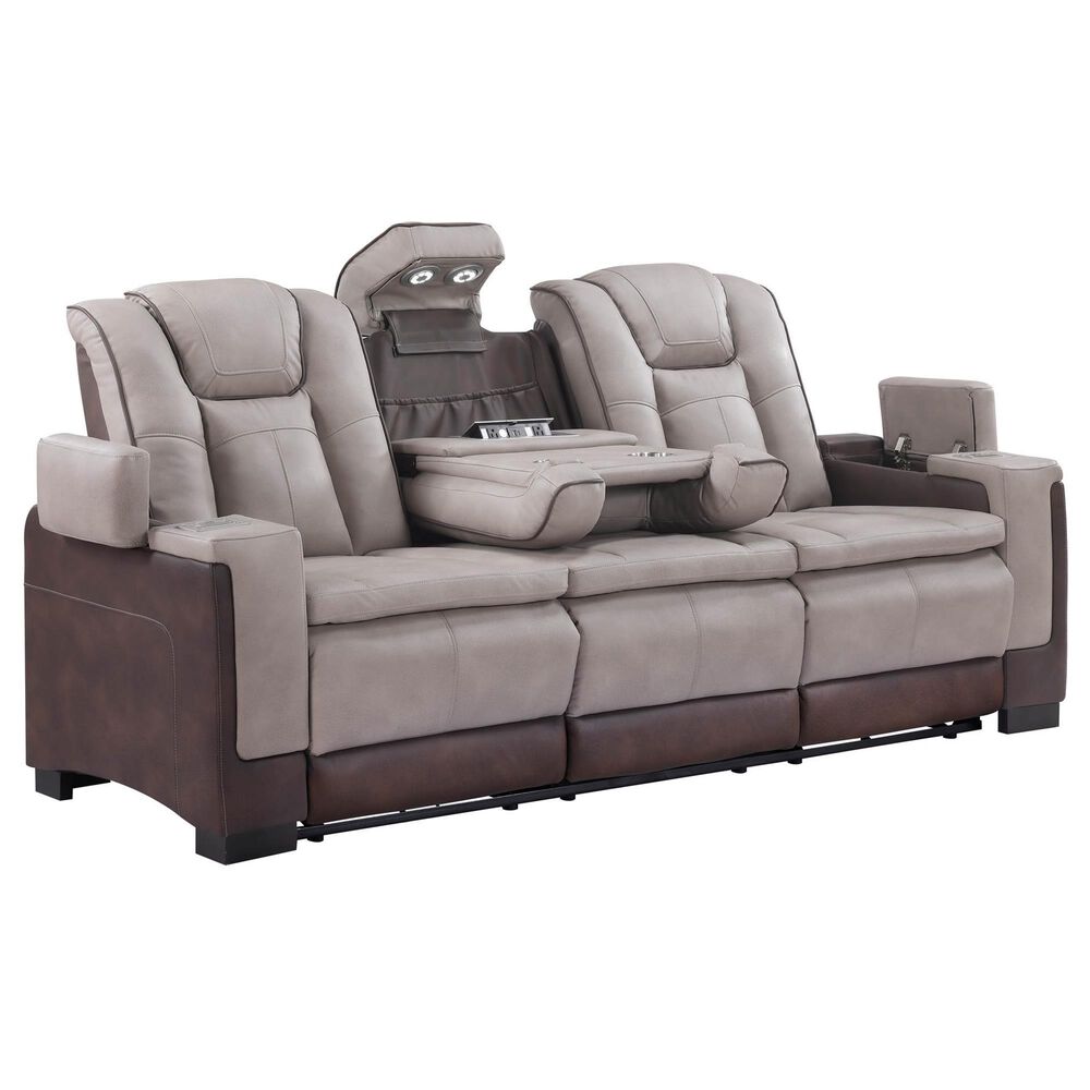Titanic Furniture Power Reclining Sofa with Power Headrest in Brown, , large
