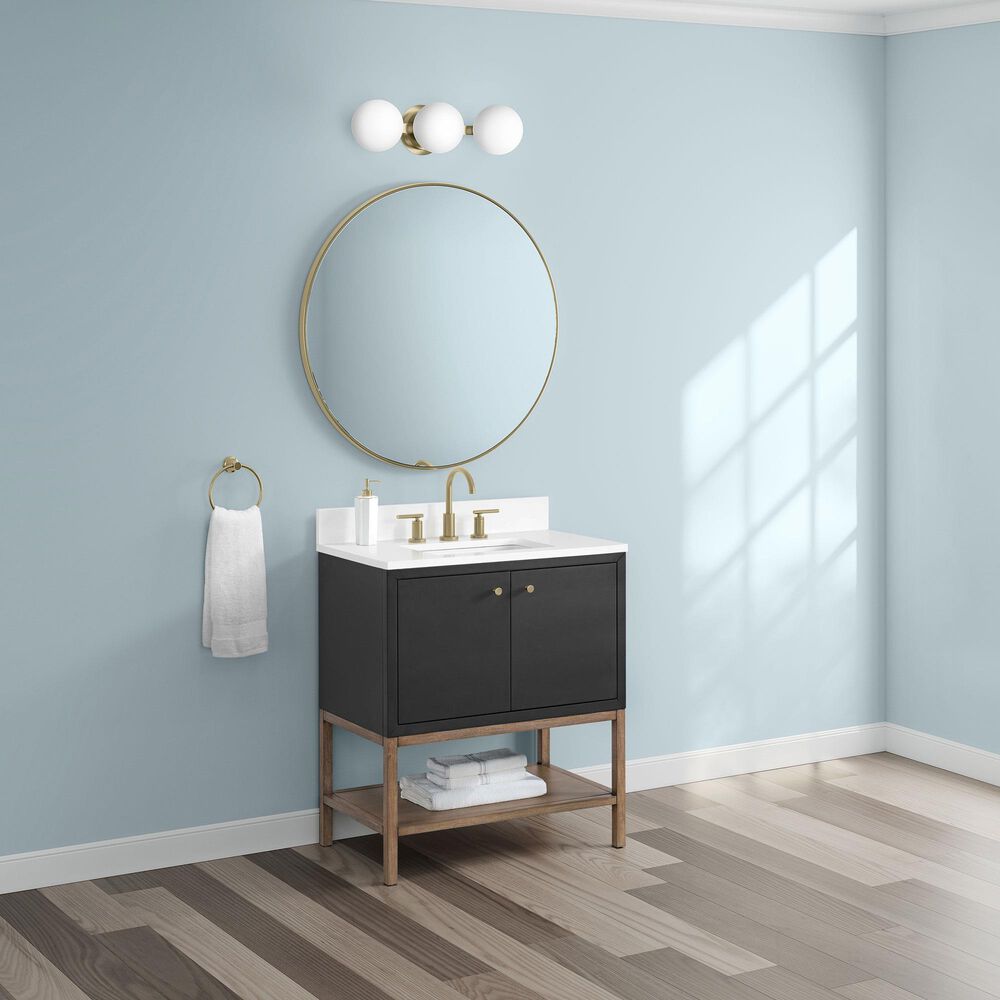 37B Isadore 30" Single Bathroom Vanity Cabinet in Tricorn Black and White Composite Stone Top and Backsplash, , large