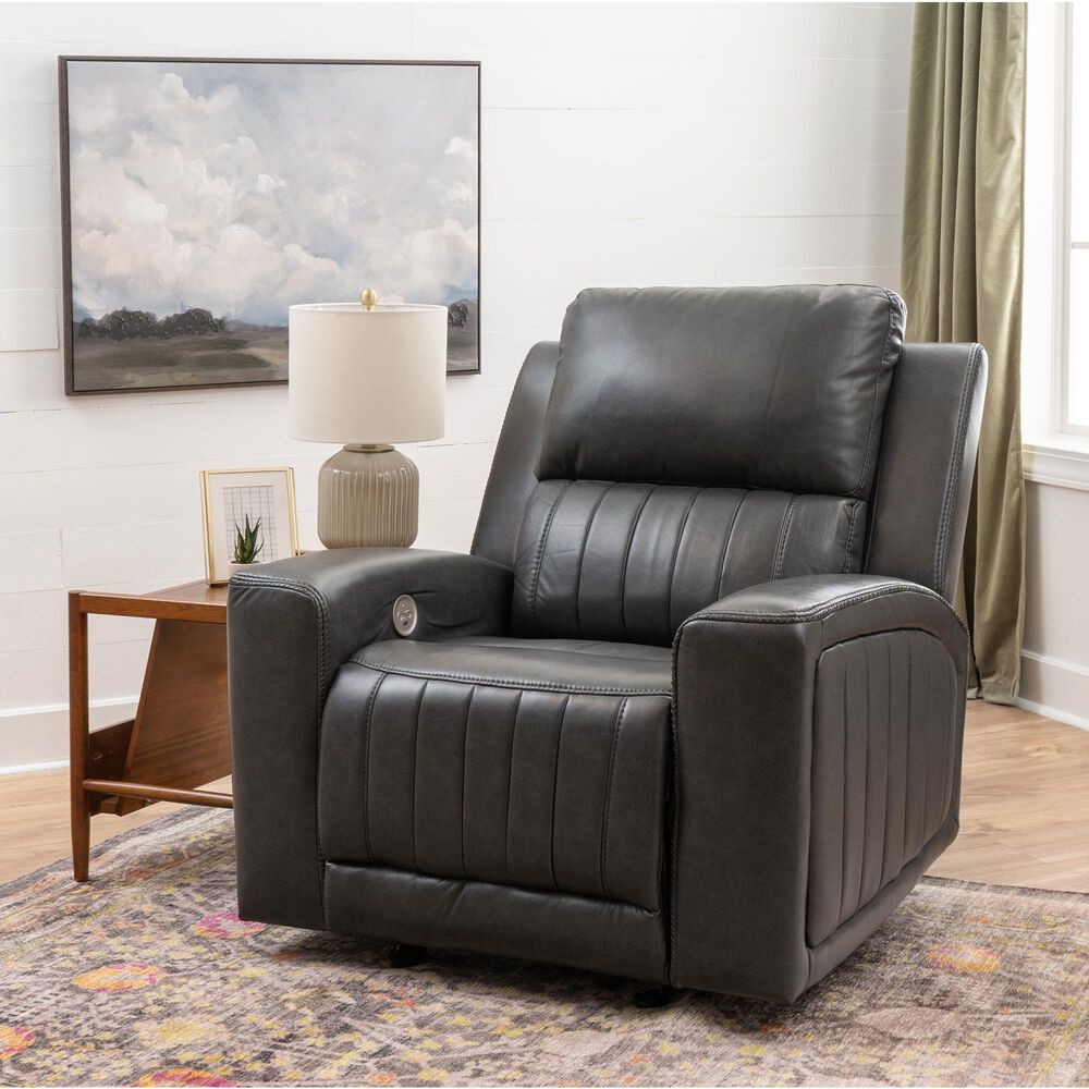Linon Home Decor Izaiah Power Glider Recliner in Grey, , large