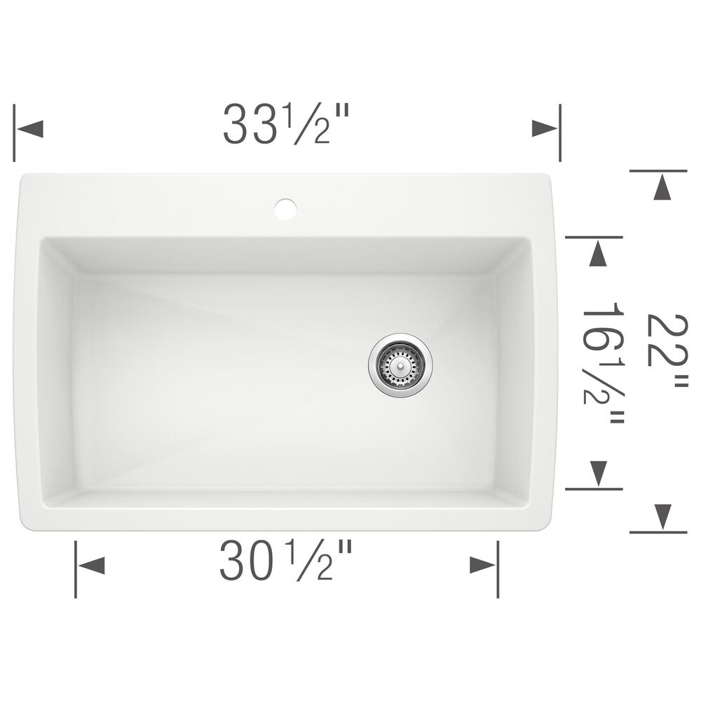 Blanco Diamond 34&quot; Super Single Dual Mount Kitchen Sink in White, , large