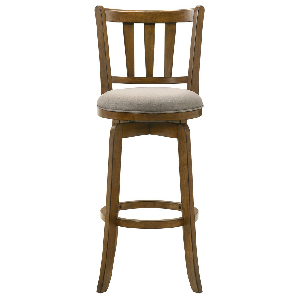 Armen Living Wren Swivel Bar Height Stool with Static Gray Upholstery in Sepia Brown, , large
