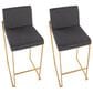 Lumisource Fuji High Back Barstool with Charcoal Fabric in Gold (Set of 2), , large