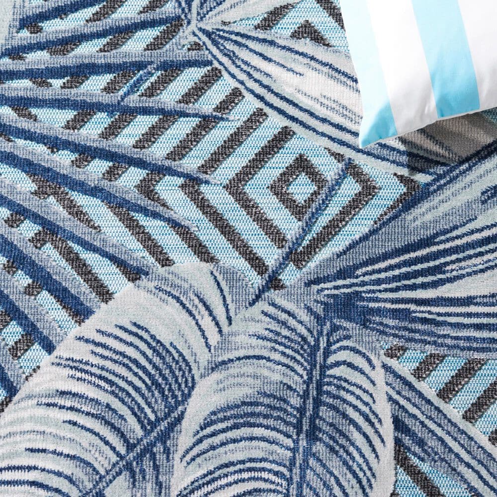 Safavieh Cabana CBN447K 5&#39;1&quot; x 7&#39;6&quot; Aqua and Navy Indoor/Outdoor Area Performance Rug, , large