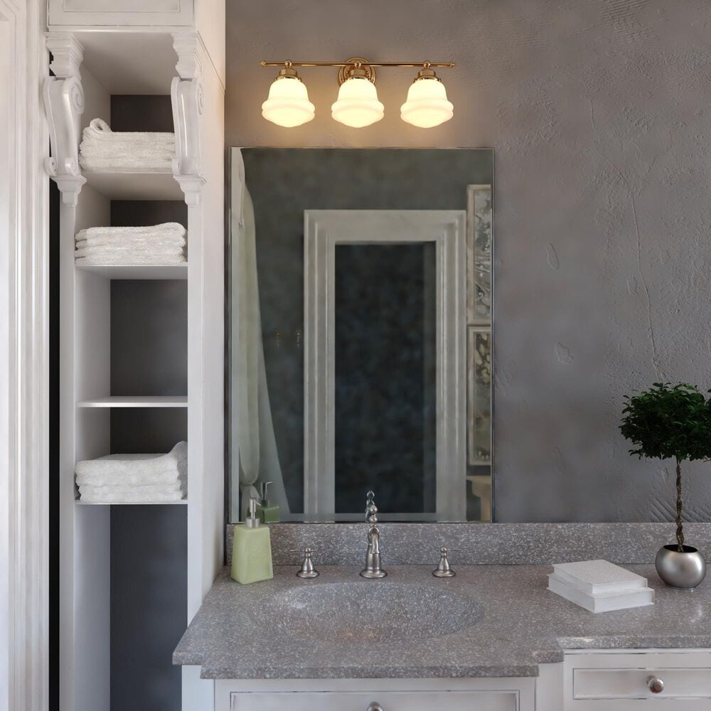 Vaxcel Huntley 3-Light Bathroom Vanity in Natural Brass, , large