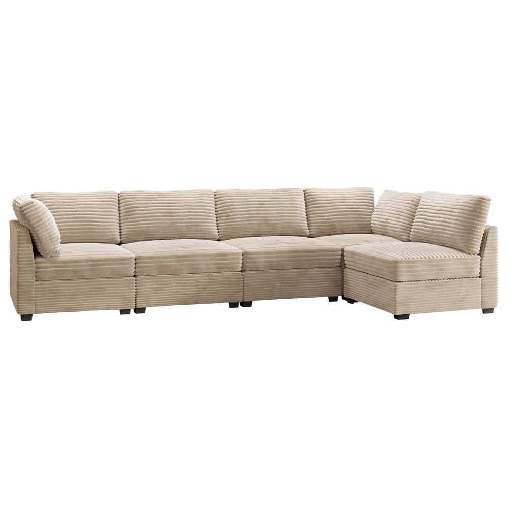HOMLUX 5-Piece Oversize Mod Sectional in Beige, , large