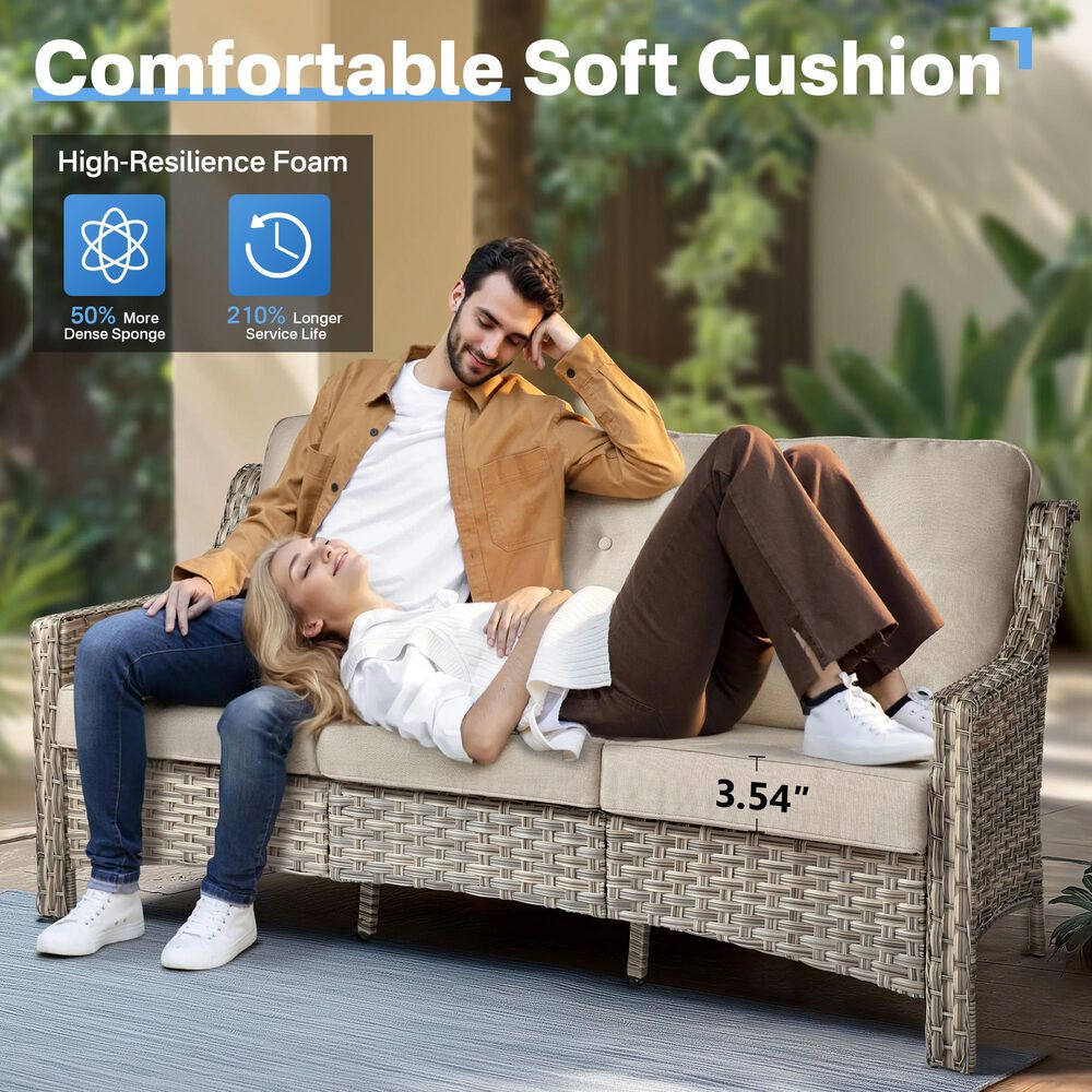 HOMLUX 6-Piece Patio Conversation Set with Coffee Table in Beige, , large